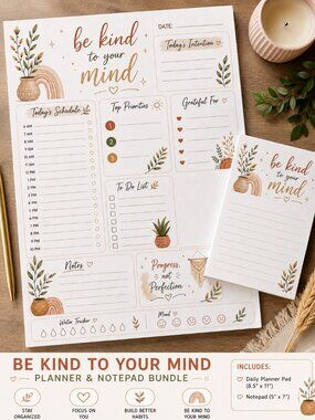 Be Kind to Your Mind Planner & Notepad Bundle